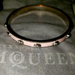 Alexander McQueen pink and silver signature skull bangle